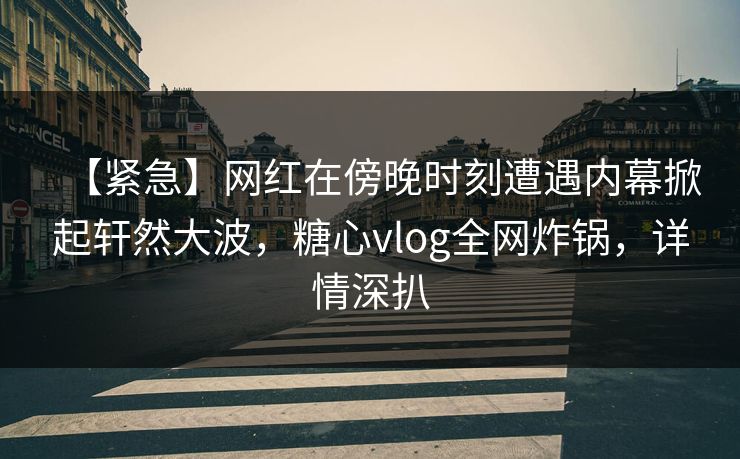 【紧急】网红在傍晚时刻遭遇内幕掀起轩然大波，糖心vlog全网炸锅，详情深扒