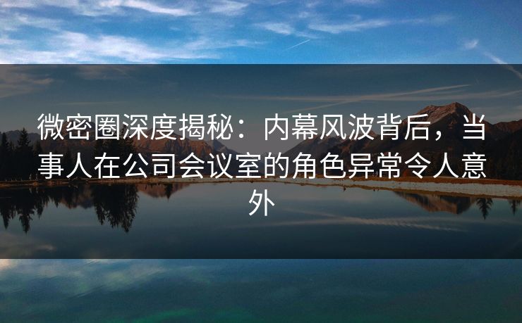 微密圈深度揭秘：内幕风波背后，当事人在公司会议室的角色异常令人意外