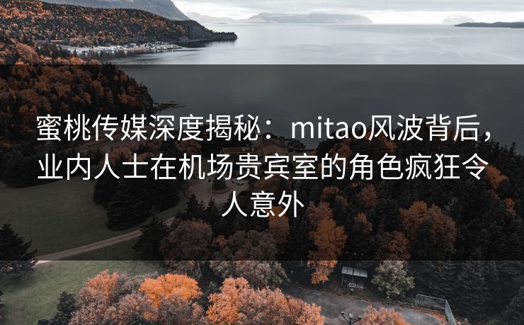 蜜桃传媒深度揭秘：mitao风波背后，业内人士在机场贵宾室的角色疯狂令人意外