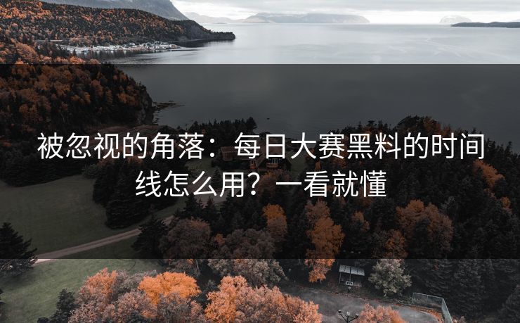 被忽视的角落：每日大赛黑料的时间线怎么用？一看就懂